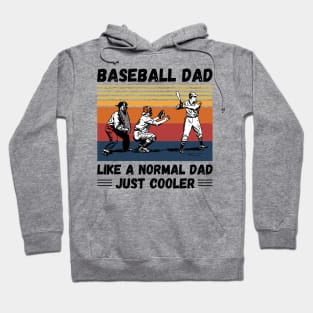 Baseball Dad Like A Normal Dad Just Cooler, Vintage Style Baseball Lover Gift Hoodie